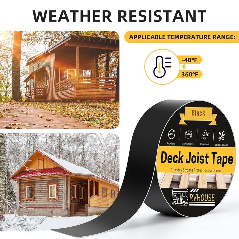 Rvhouse Deck Joist Tape 2 Inch x 50 Feet Waterproof Butyl Sealant Tape for Deck Protection Ideal RV Sealant Essential for Outdoor Wood Construction and Maintenance (DJ701) - Image 5
